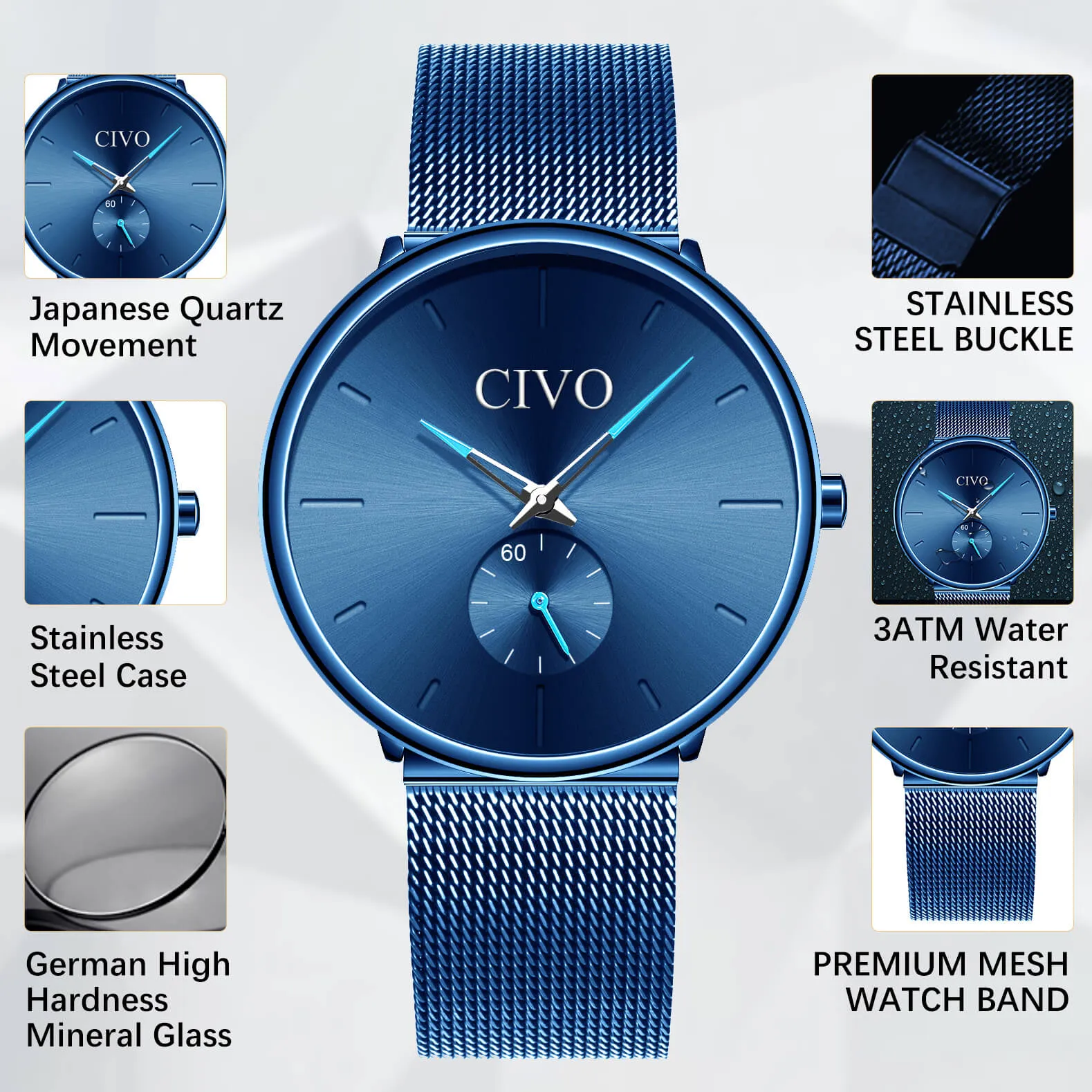 0124C | Quartz Men Watch | Mesh Band