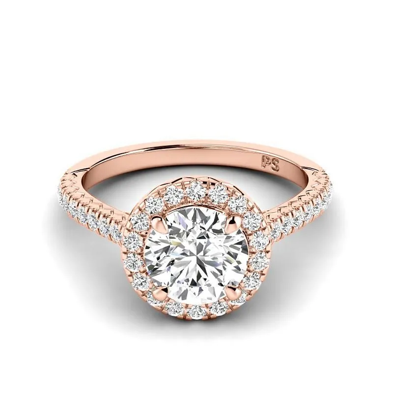 0.95-3.45 CT Round Cut Lab Grown Diamonds - Halo Ring