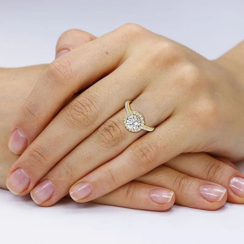 0.95-3.45 CT Round Cut Lab Grown Diamonds - Halo Ring