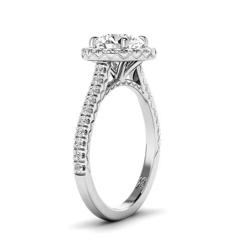 0.95-3.45 CT Round Cut Lab Grown Diamonds - Halo Ring