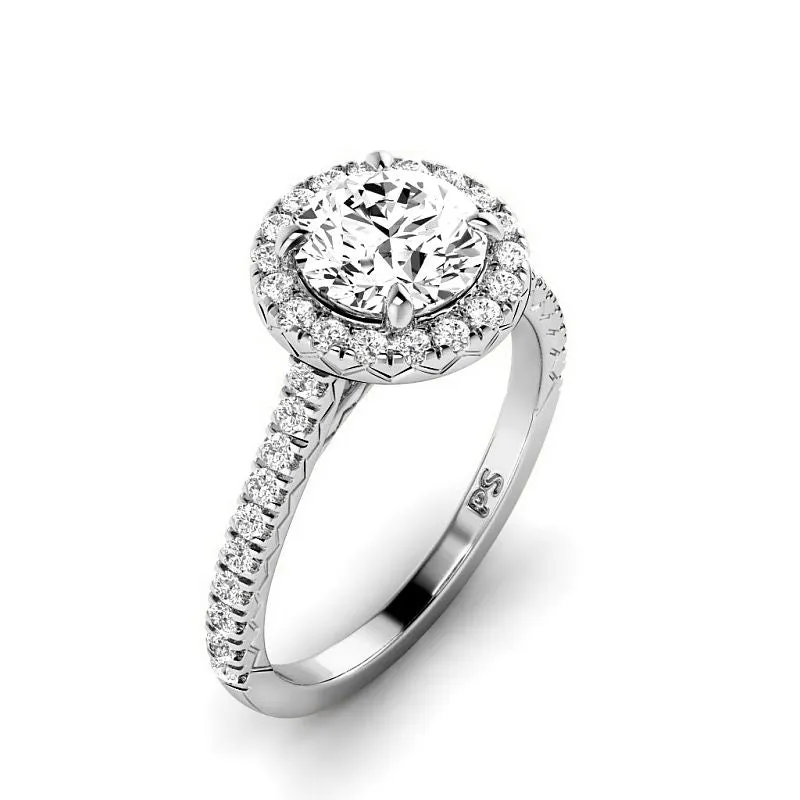 0.95-3.45 CT Round Cut Lab Grown Diamonds - Halo Ring