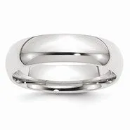 10k White Gold 6mm Standard Comfort Fit Wedding Band Ring