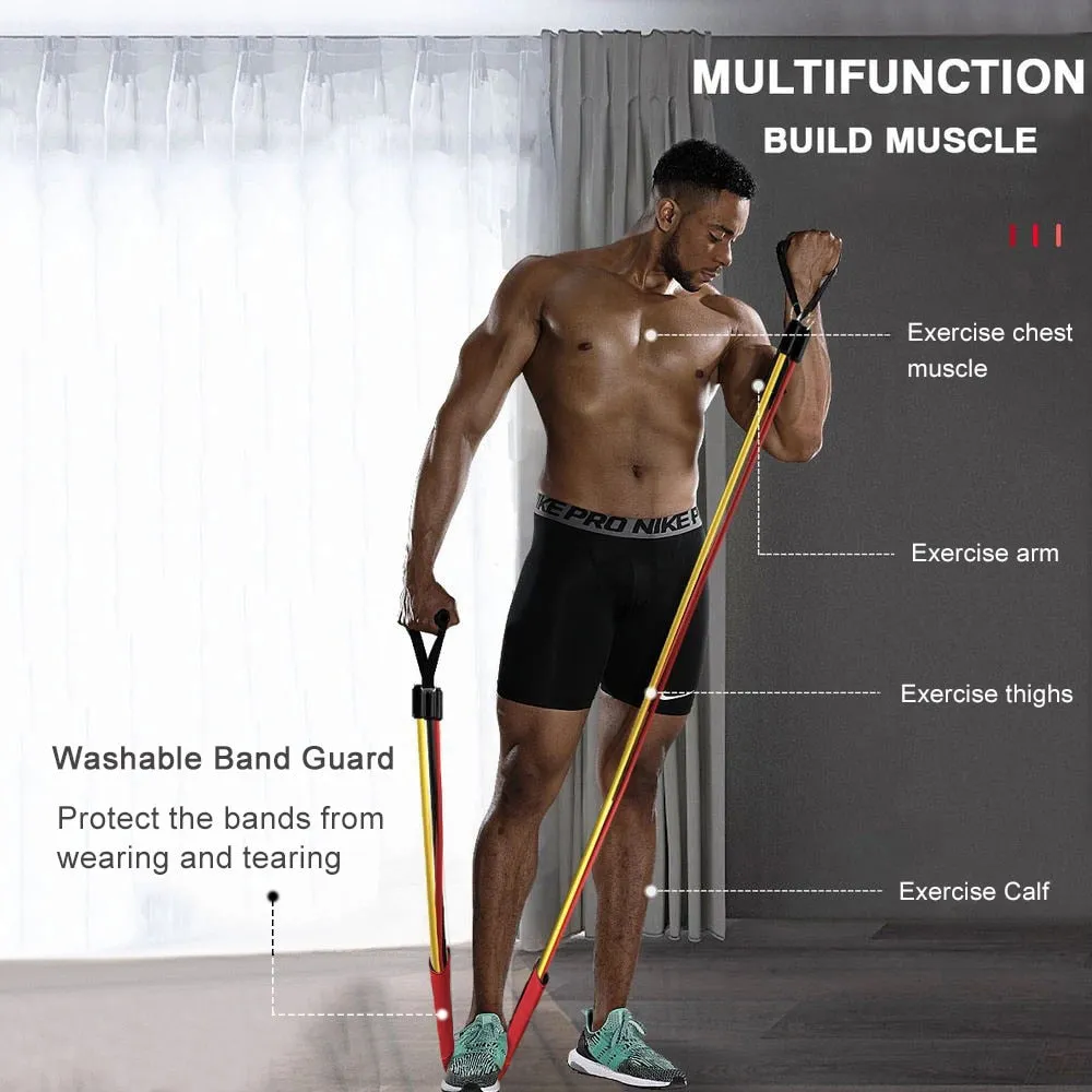 11Pcs Elastic Resistance Fitness Bands Set Expander Yoga Exercise Rubber Tubes Band Stretch Training Home Gyms Workout Pull Rope
