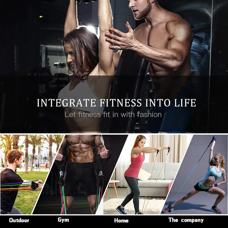 11Pcs Elastic Resistance Fitness Bands Set Expander Yoga Exercise Rubber Tubes Band Stretch Training Home Gyms Workout Pull Rope