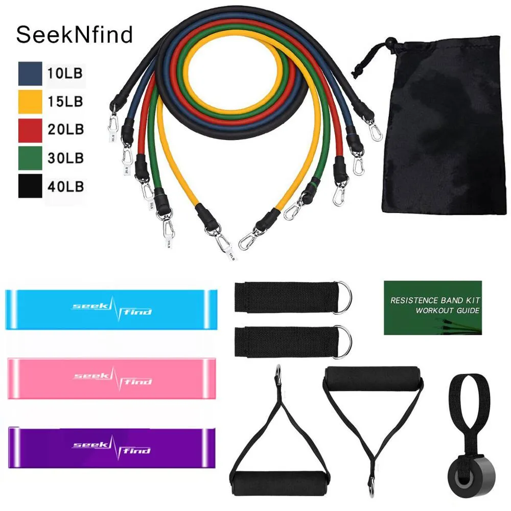 11Pcs Elastic Resistance Fitness Bands Set Expander Yoga Exercise Rubber Tubes Band Stretch Training Home Gyms Workout Pull Rope