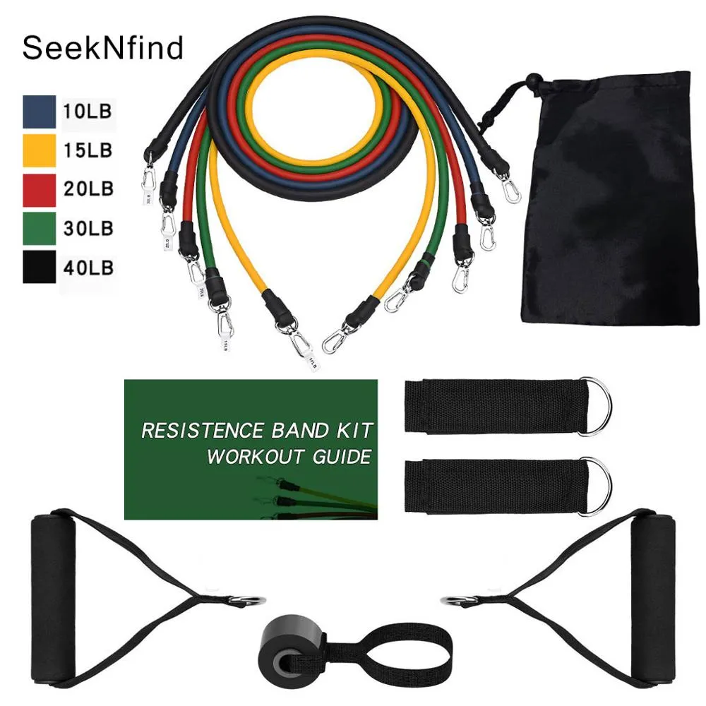 11Pcs Elastic Resistance Fitness Bands Set Expander Yoga Exercise Rubber Tubes Band Stretch Training Home Gyms Workout Pull Rope