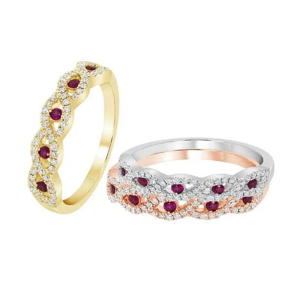 14k White Gold Ruby & Diamond Infinity Twist Anniversary Band
