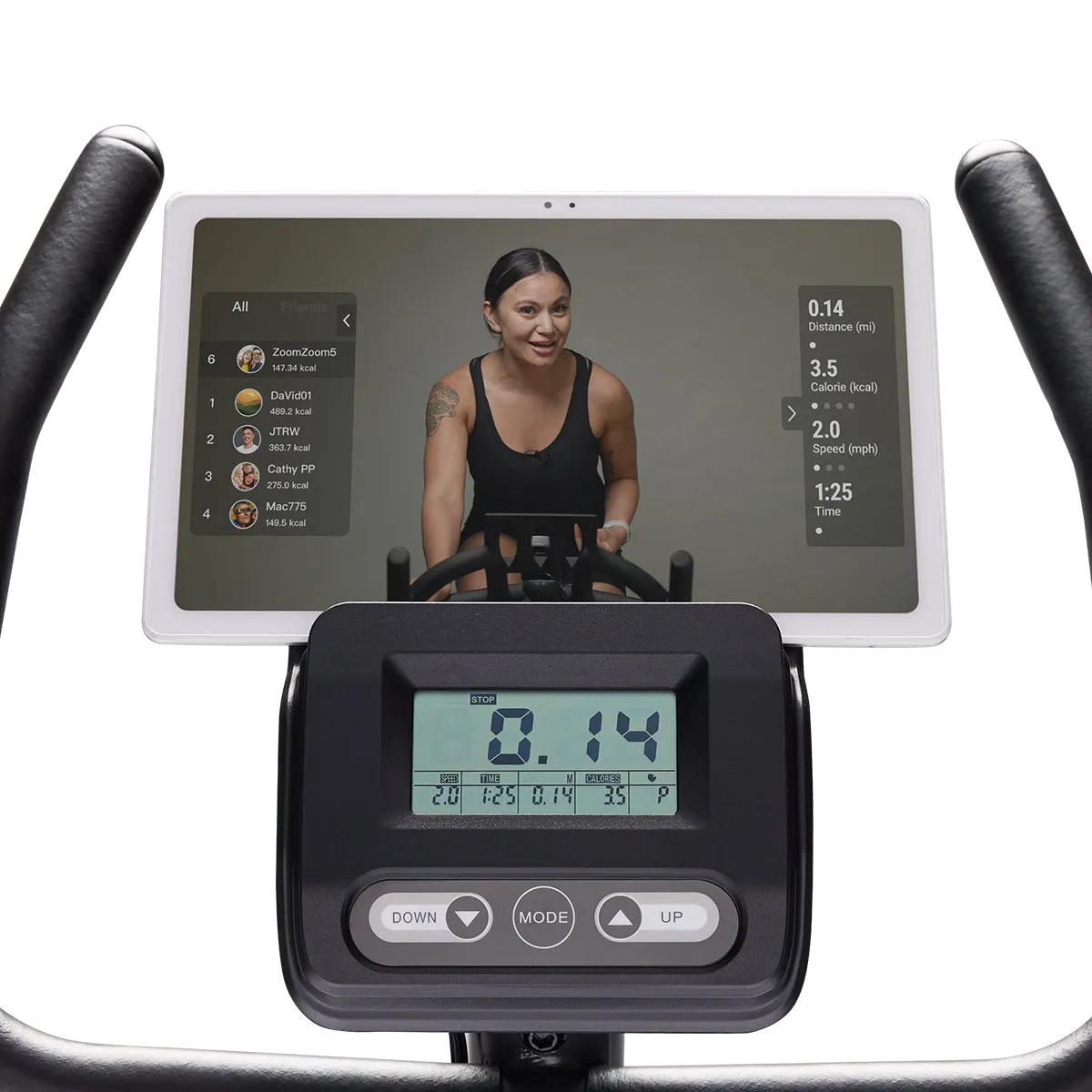16-Level Magnetic Resistance Upright Bike with Workout Bands