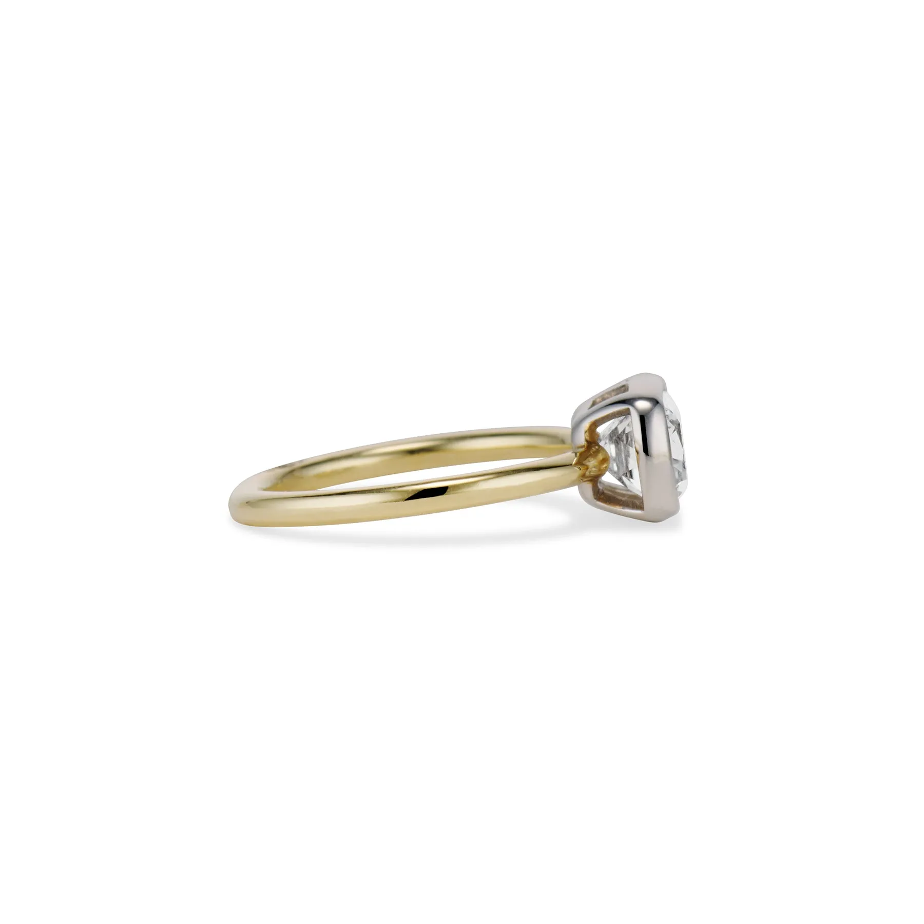 2.21 Carat Elongated Antique Cushion Cut East West Ring