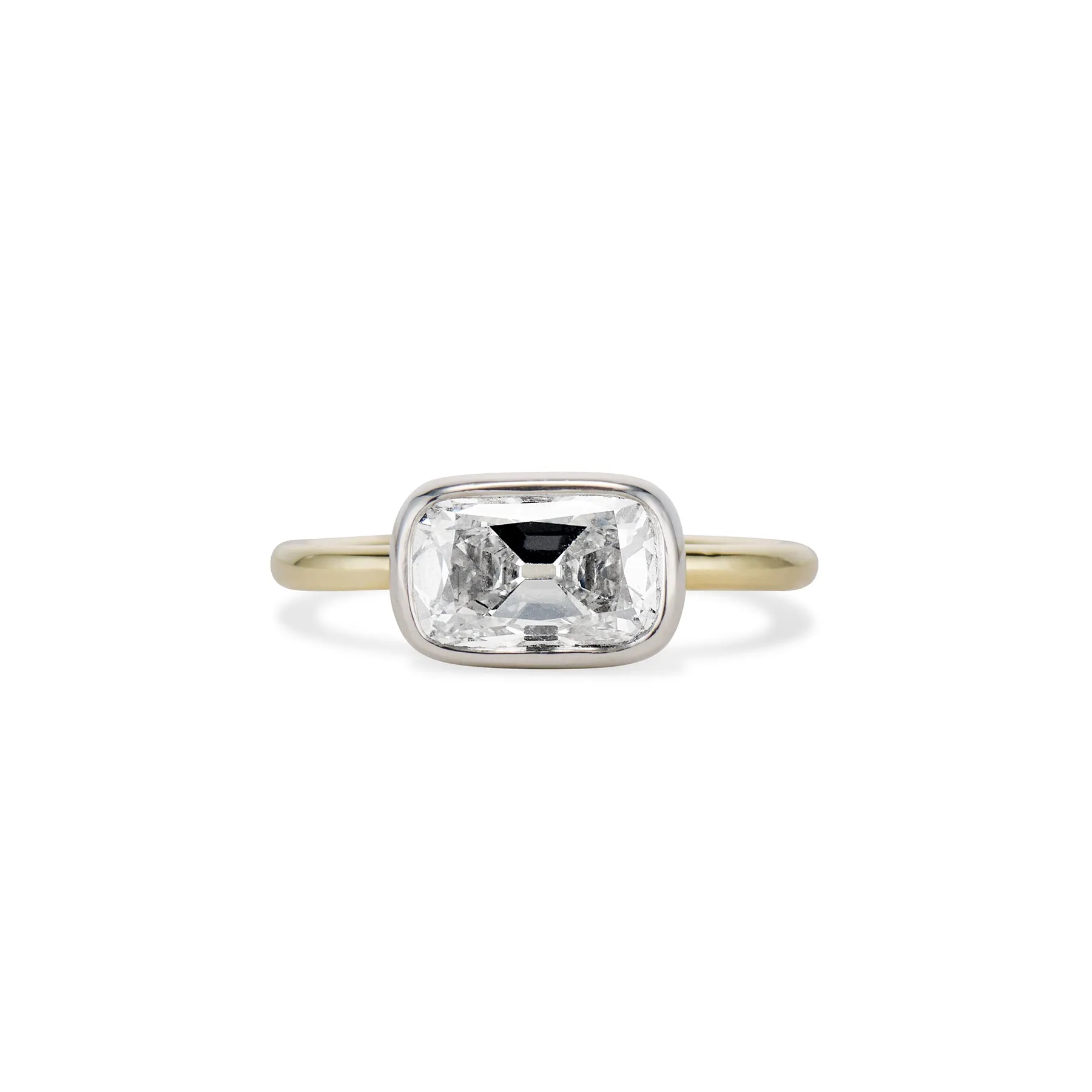 2.21 Carat Elongated Antique Cushion Cut East West Ring