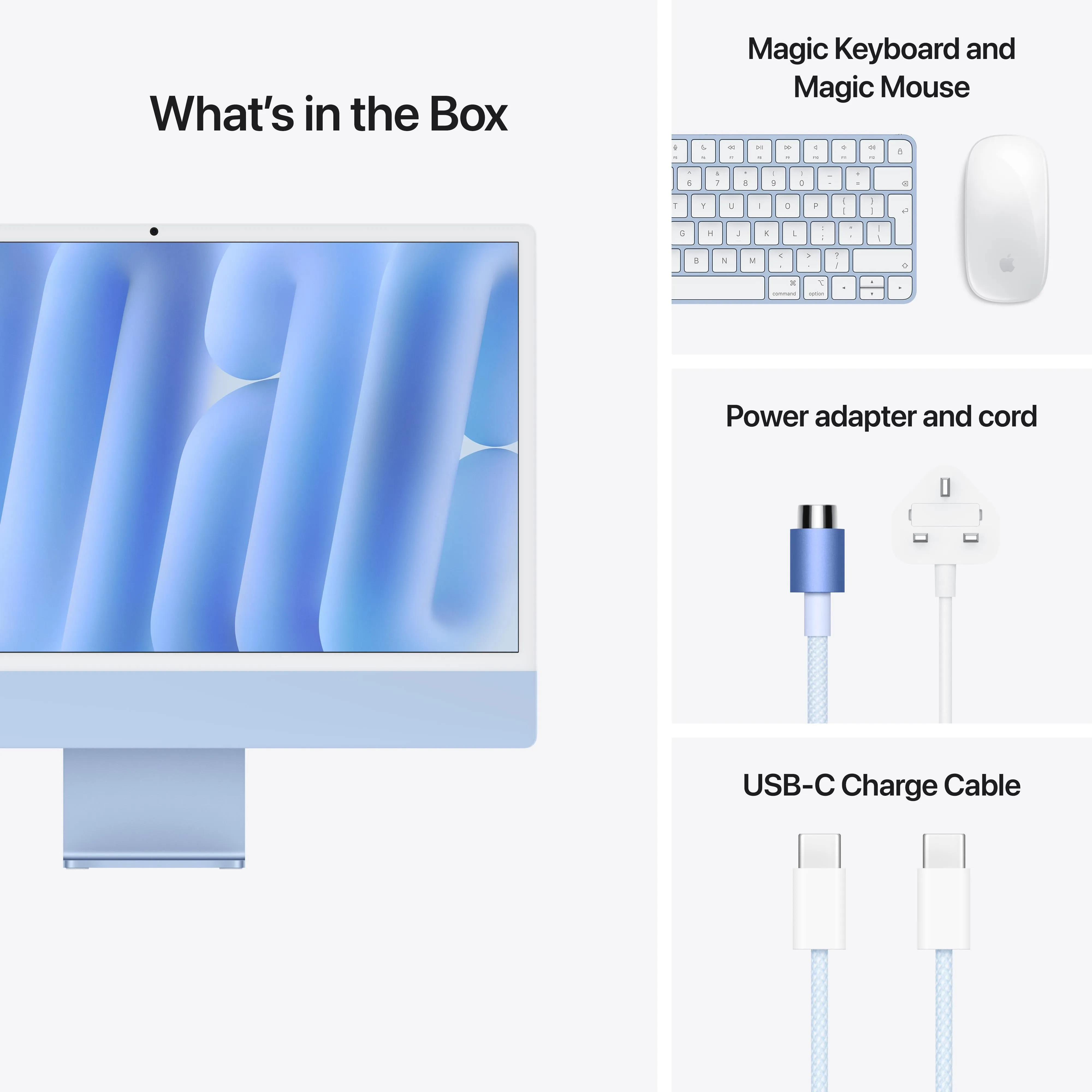 24-inch iMac with Retina 4.5K display: Apple M4 chip with 8-core CPU and 8-core GPU, 256GB SSD - Blue