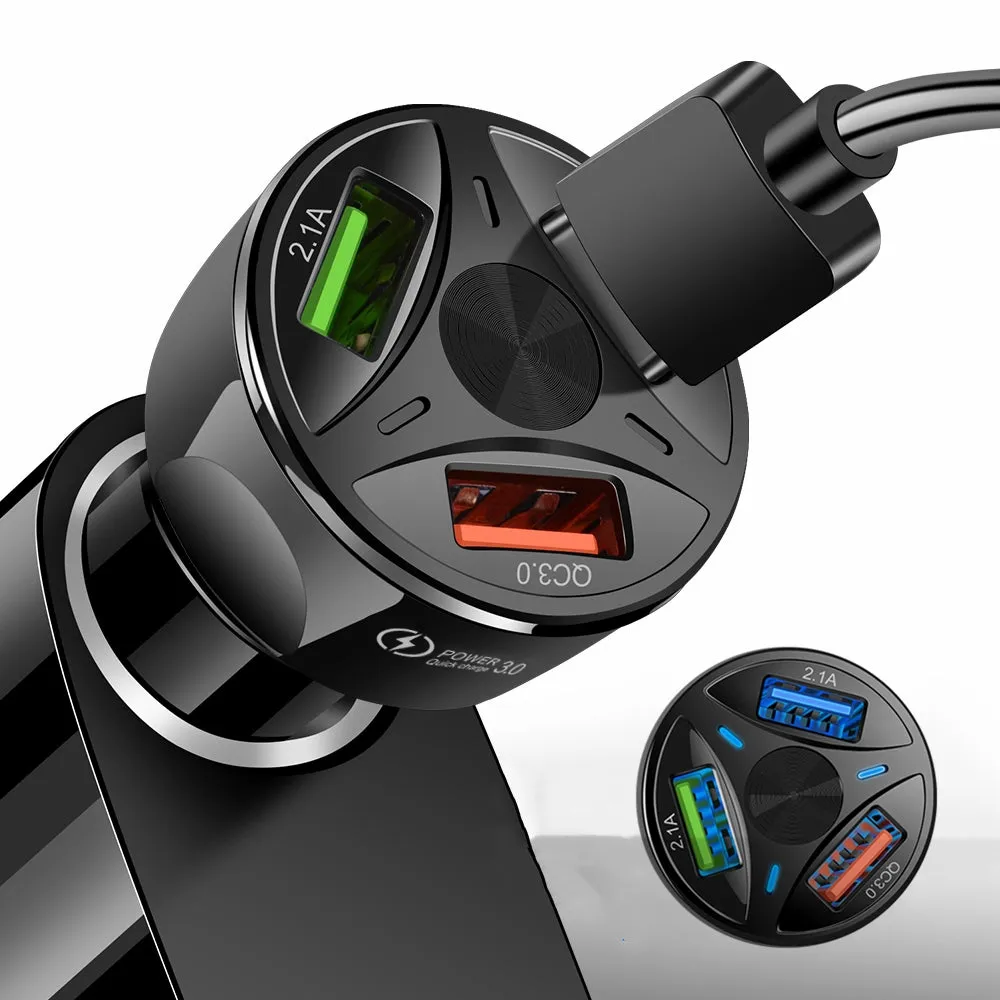 3-port Usb Car Fast Charger DC 12-24v Multi-port 1.1a/2a/2.1a