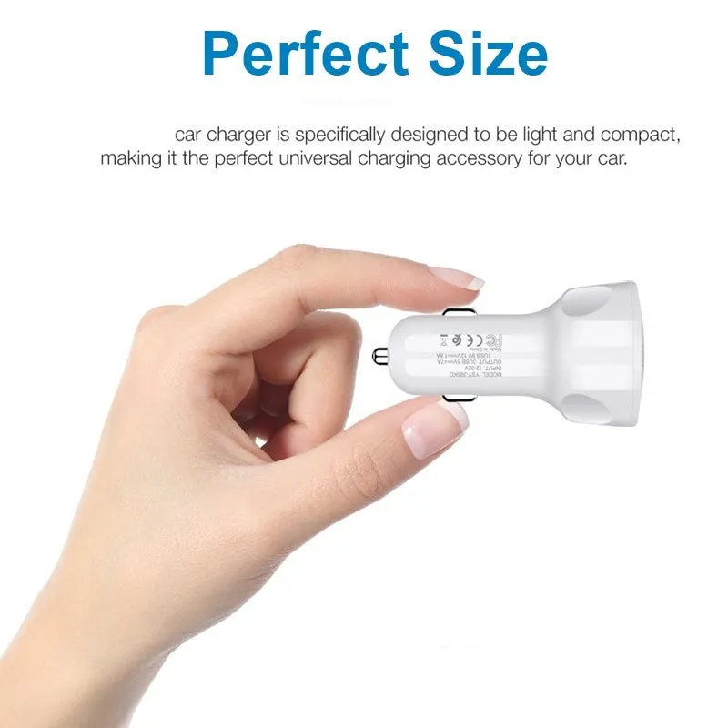 3-port Usb Car Fast Charger DC 12-24v Multi-port 1.1a/2a/2.1a