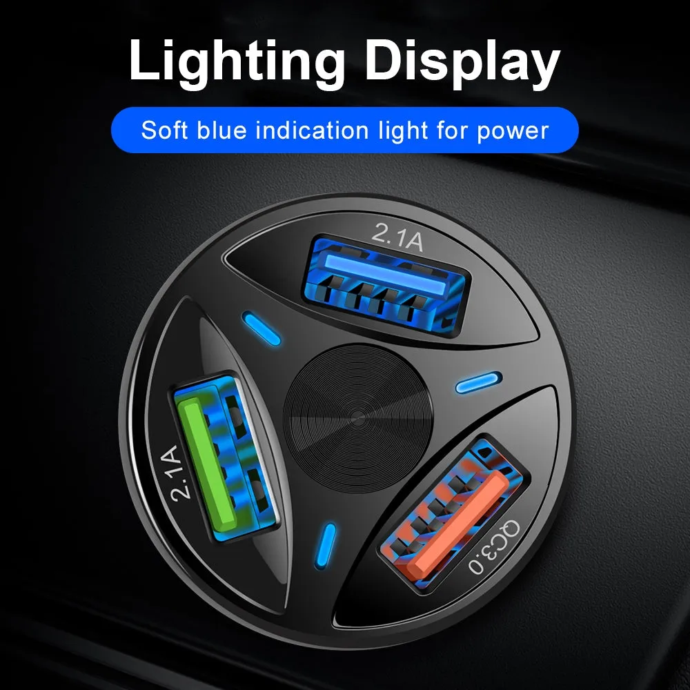3-port Usb Car Fast Charger DC 12-24v Multi-port 1.1a/2a/2.1a