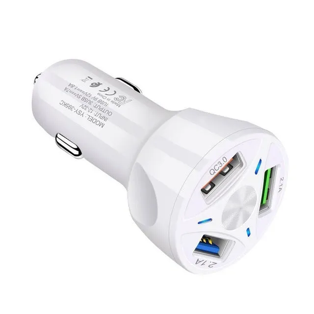 3-port Usb Car Fast Charger DC 12-24v Multi-port 1.1a/2a/2.1a