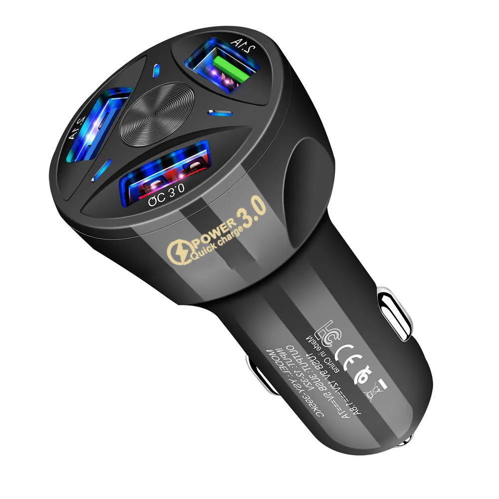 3-port Usb Car Fast Charger DC 12-24v Multi-port 1.1a/2a/2.1a