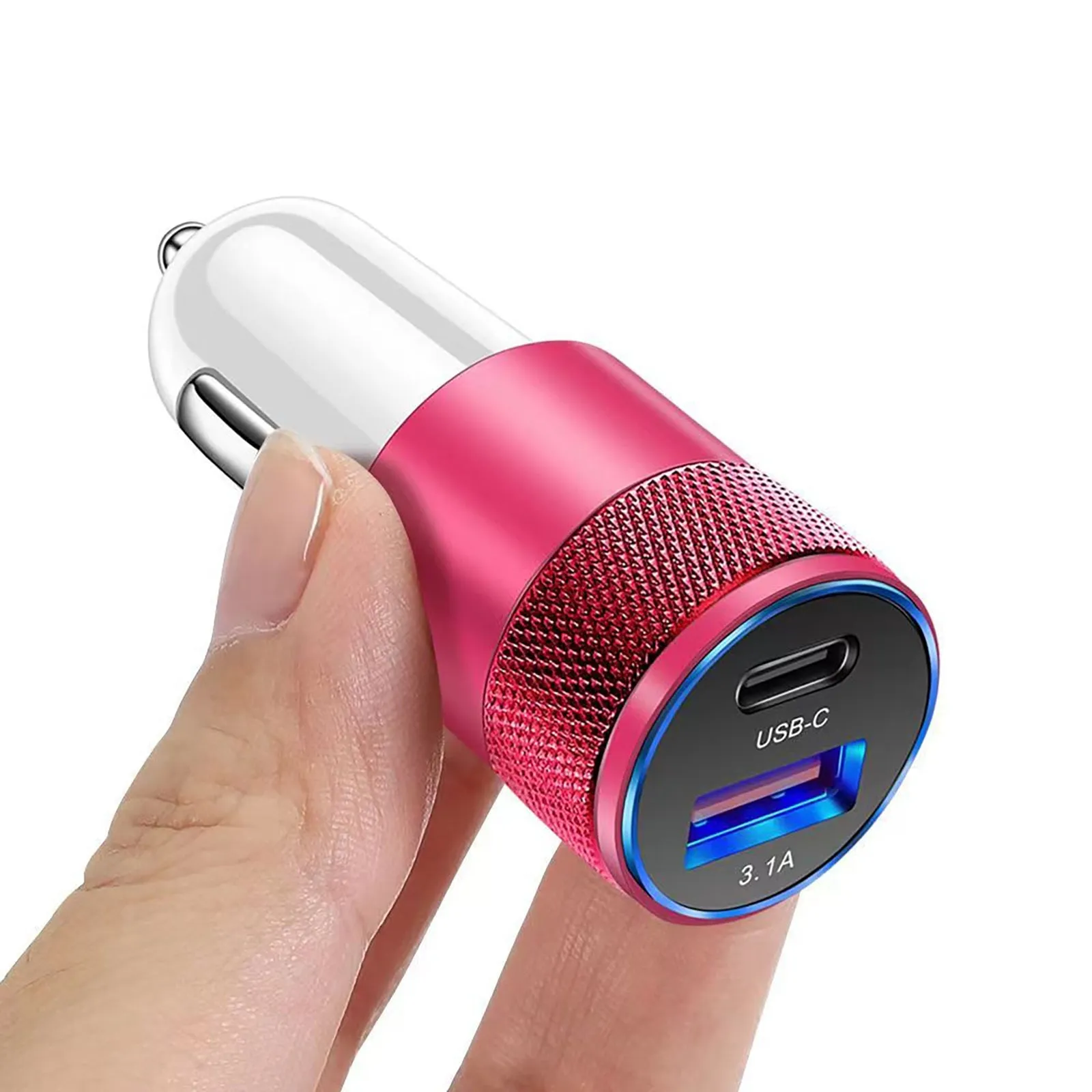 3.1A USB PD Car Charger 1 To 2 Threaded Plug Mini Portable