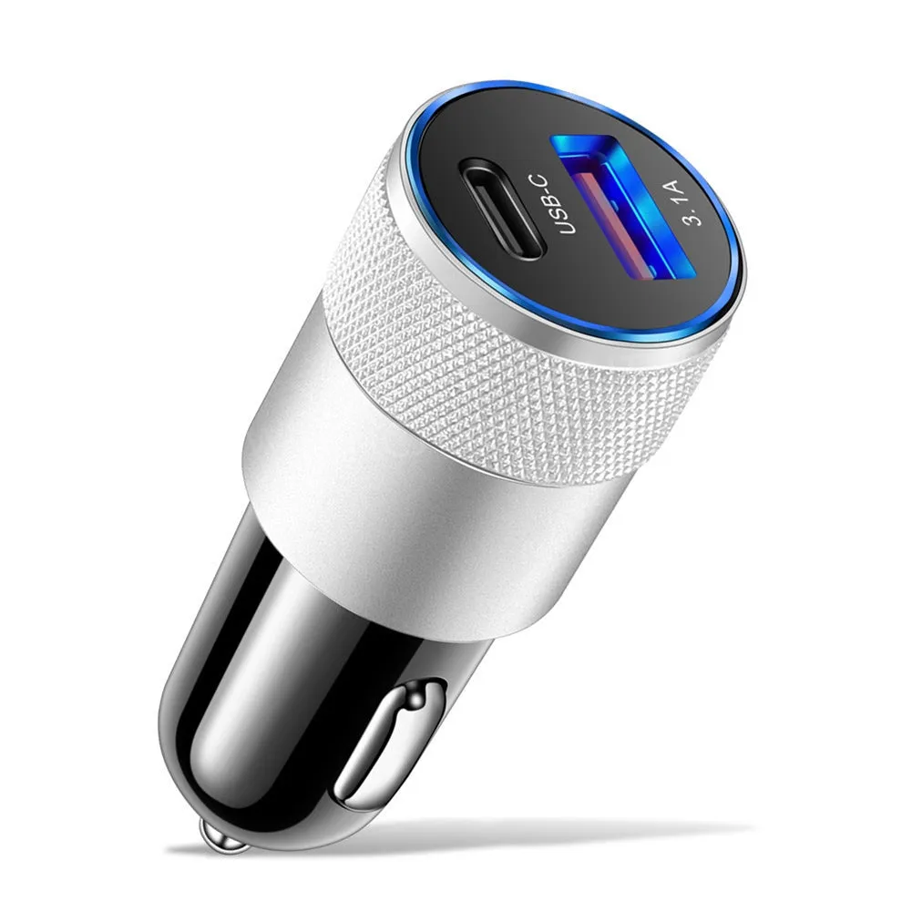 3.1A USB PD Car Charger 1 To 2 Threaded Plug Mini Portable