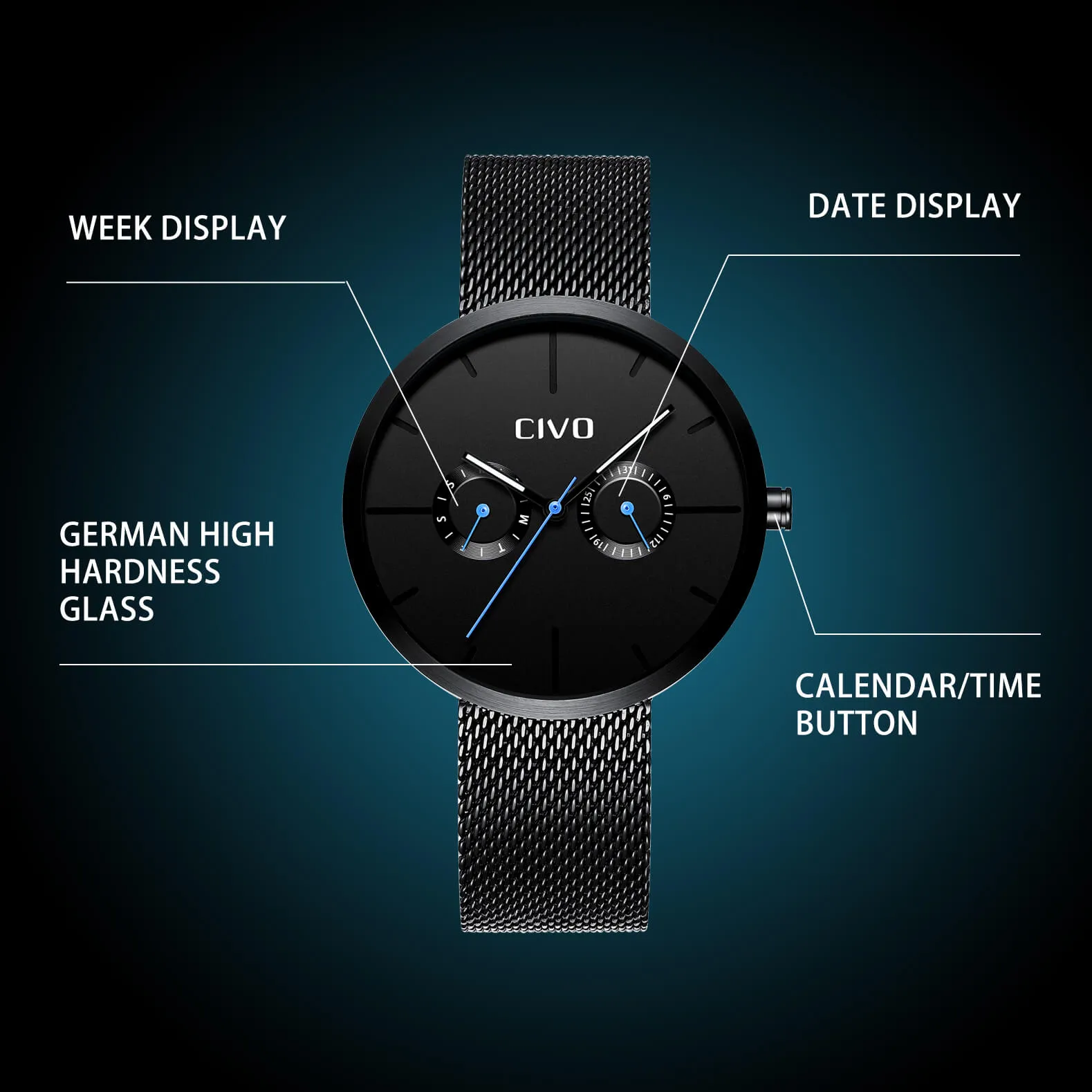 8039C | Quartz Men Watch | Mesh Band