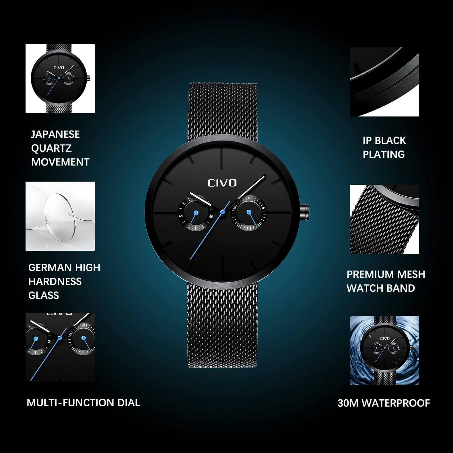 8039C | Quartz Men Watch | Mesh Band