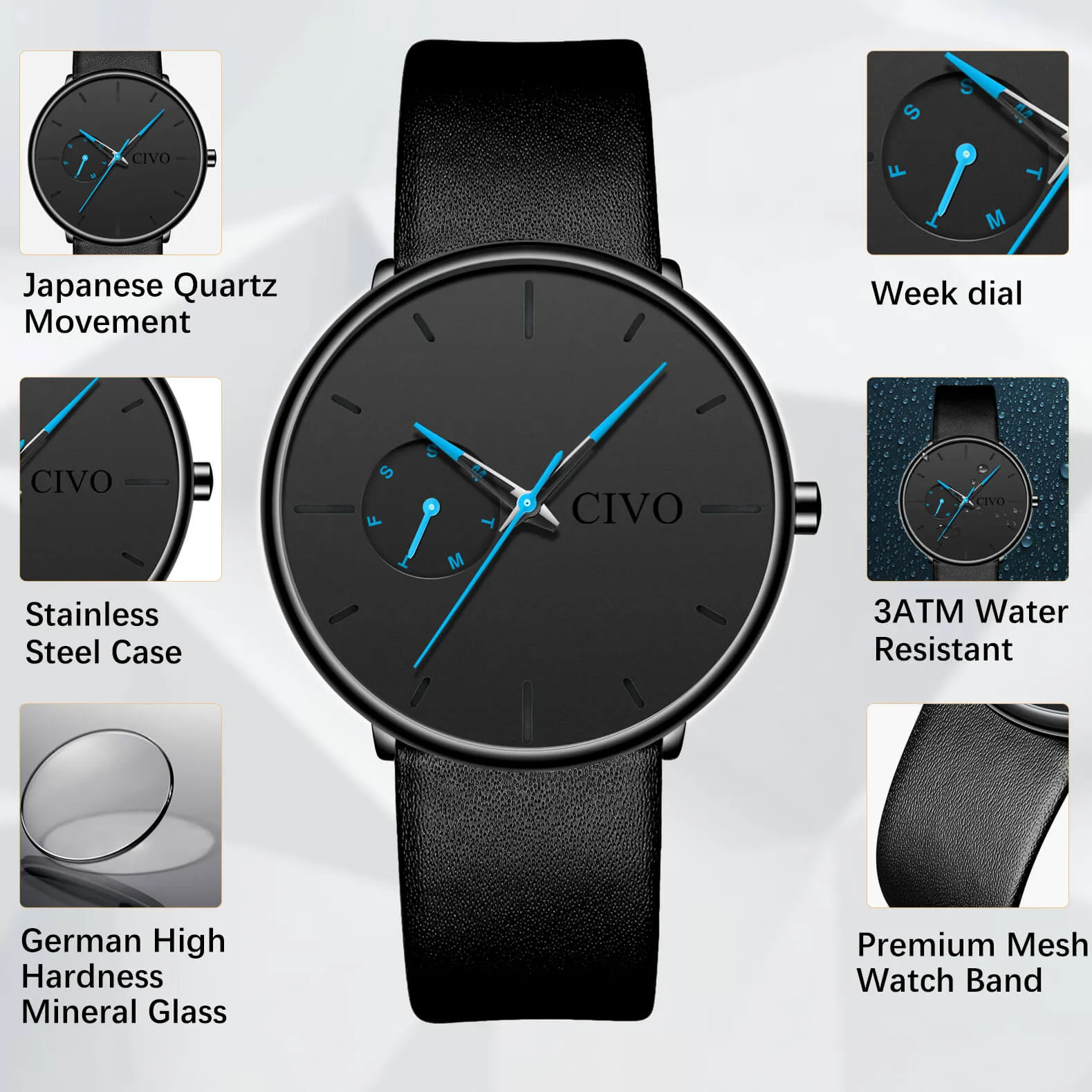8052C | Quartz Men Watch | Leather Band