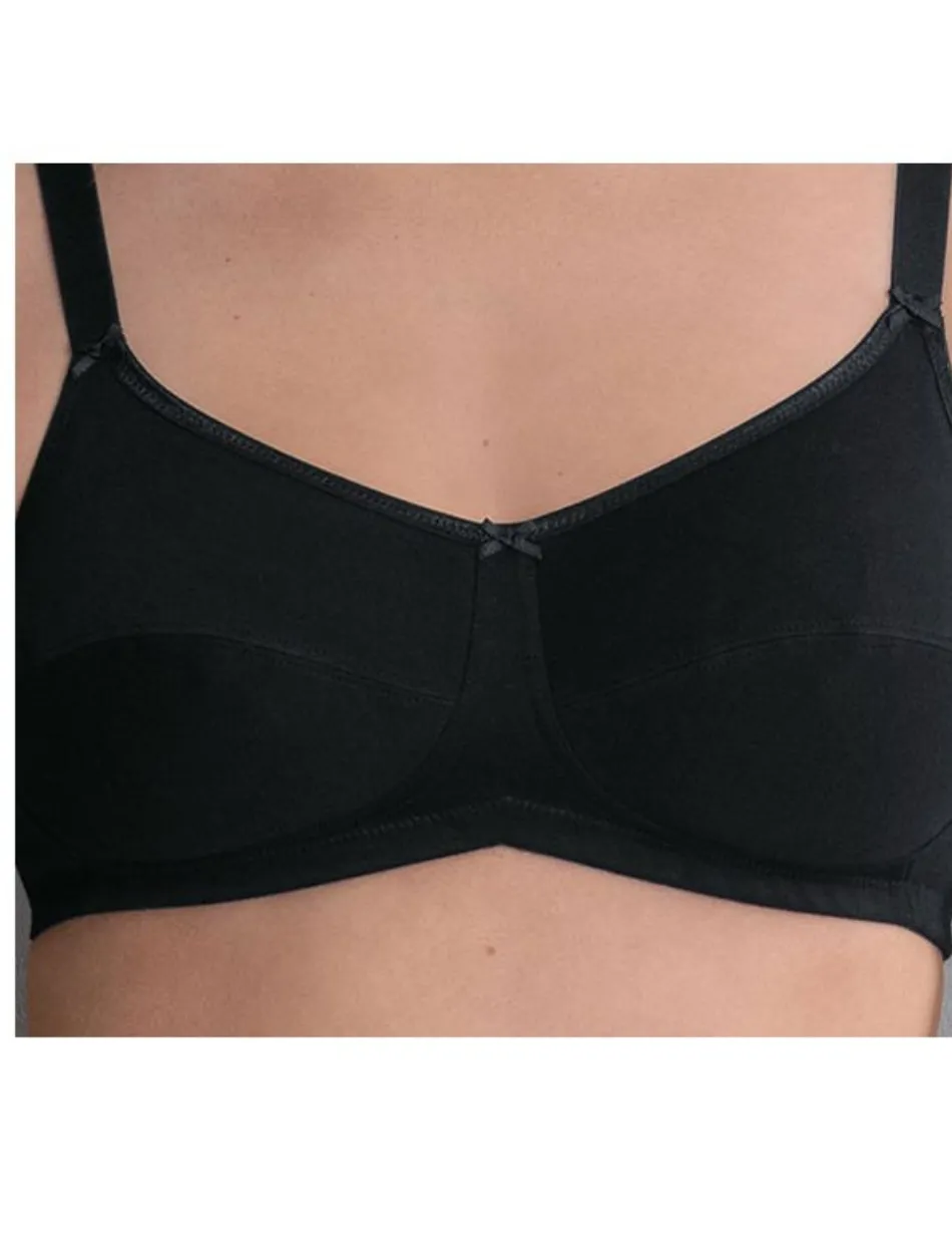 Anita Allie Cotton Mastectomy Bra, Black | Black Cotton Mastectomy Bra | Cotton Pocketed Bra