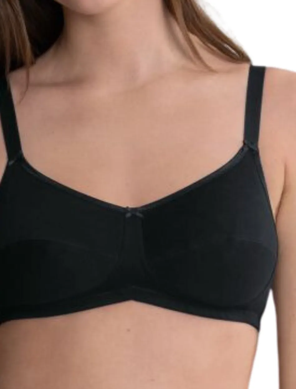 Anita Allie Cotton Mastectomy Bra, Black | Black Cotton Mastectomy Bra | Cotton Pocketed Bra