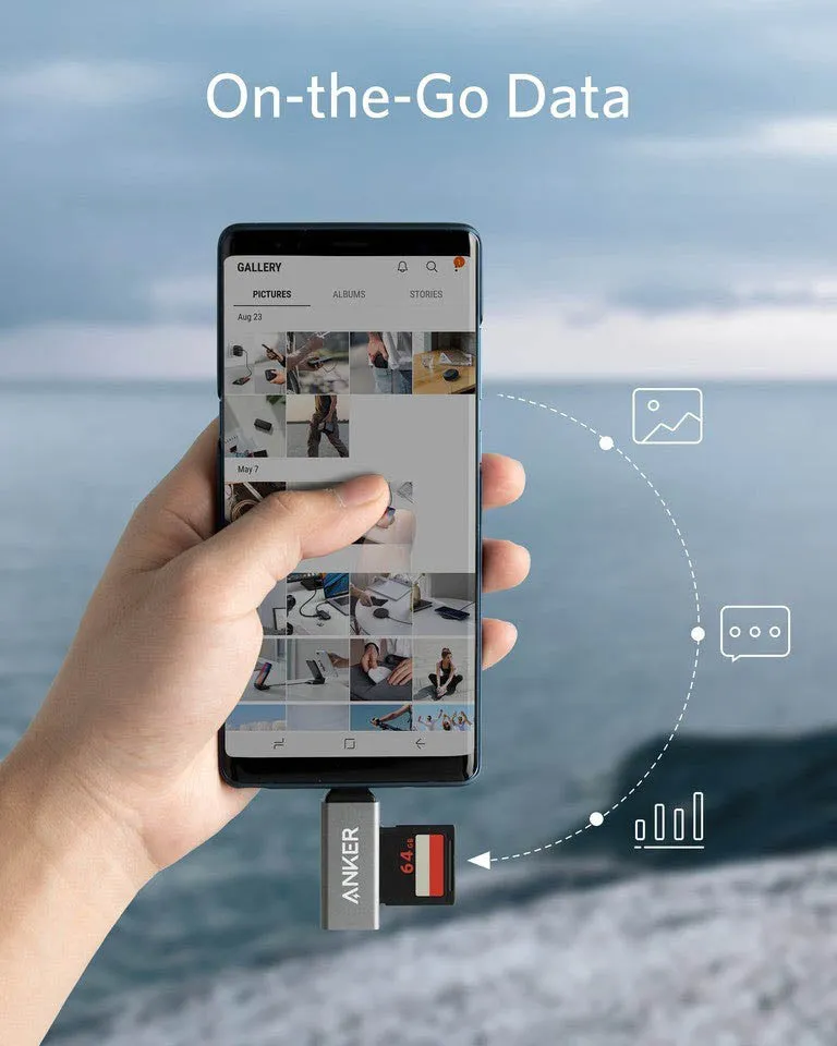 Anker 2-In-1 USB-C SD Card Reader - Gray