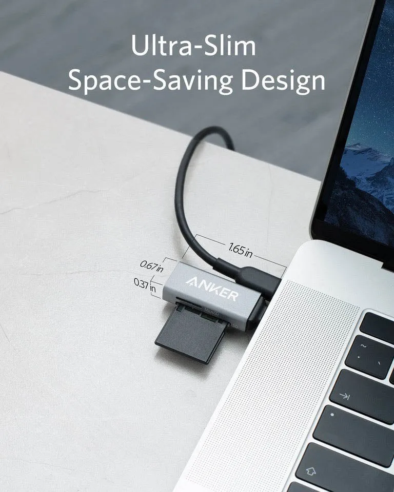 Anker 2-In-1 USB-C SD Card Reader - Gray