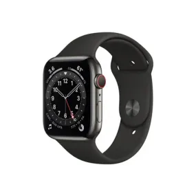 Apple Watch Series 6 GPS   Cellular - 44mm Graphite Stainless Steel Case with Black Sport Band - Very Good