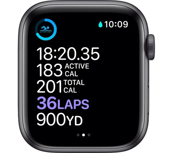 Apple Watch Series 6 GPS   Cellular - 44mm Graphite Stainless Steel Case with Black Sport Band - Very Good