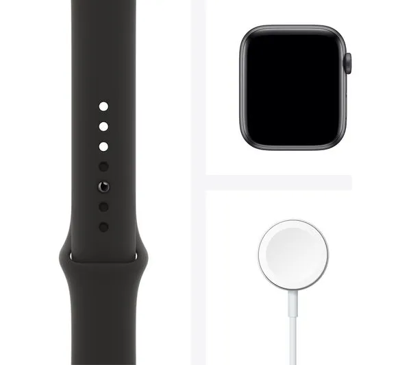 Apple Watch Series 6 GPS   Cellular - 44mm Graphite Stainless Steel Case with Black Sport Band - Very Good