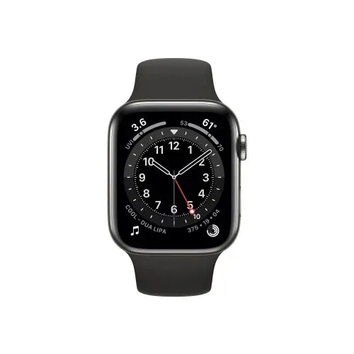 Apple Watch Series 6 GPS   Cellular - 44mm Graphite Stainless Steel Case with Black Sport Band - Very Good