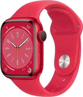 Apple Watch Series 8 41mm (GPS CELLULAR) Red Aluminum Case with Red Sport Band - Size:M/L -  (MNV63LL/A)