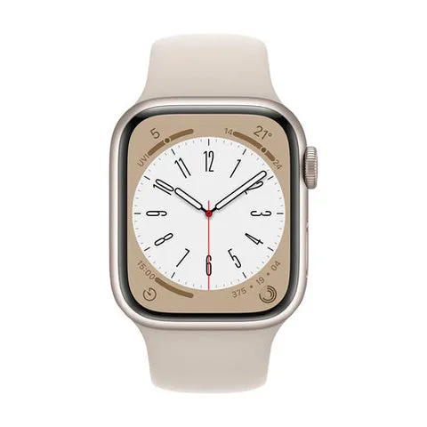 Apple Watch Series 8 41mm (GPS CELLULAR) Starlight Aluminium Case with Starlight Sport Band- Size:M/S -  (MNV03LL/A)