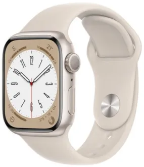 Apple Watch Series 8 41mm (GPS CELLULAR) Starlight Aluminium Case with Starlight Sport Band- Size:M/S -  (MNV03LL/A)