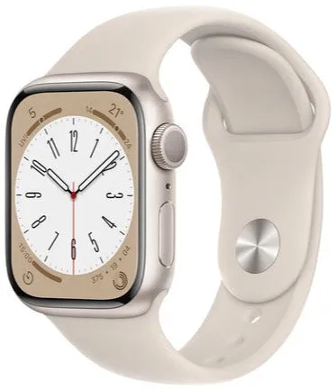 Apple Watch Series 8 41mm (GPS CELLULAR) Starlight Aluminium Case with Starlight Sport Band- Size:M/S -  (MNV03LL/A)