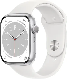 Apple Watch Series 8 (GPS) 41mm Silver Aluminum Case with White Sport Band - Size:M/S -  (MP6L3LL/A)
