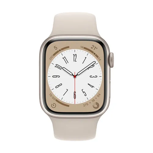 Apple Watch Series 8 (GPS) 41mm Starlight Aluminium Case with  Starlight Sport Band- Size:M/L -  (MNUF3LL/A)
