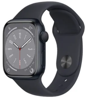 Apple Watch Series 8 (GPS CELLULAR) 41mm Midnight Aluminum Case with Midnight Sport Band - Size:M/S -  (MNUV3LL/A)