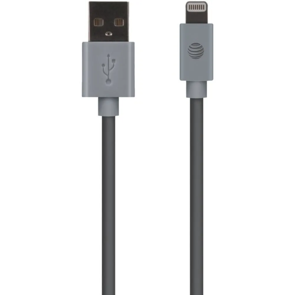 AT&T LC10-GRY Charge & Sync USB Cable with Lightning Connector, 10ft (Gray)