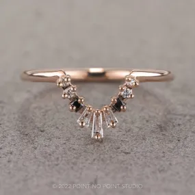 Baguette Diamond Wedding Band, Small Ombre Wren Setting, 14K Rose Gold