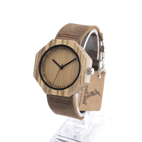 BOBO BIRD D02 Ebony Bamboo Wood Watch with Cow Leahter Strap Quartz Analog Unisex Wooden Men Wristwatch In Gift Box