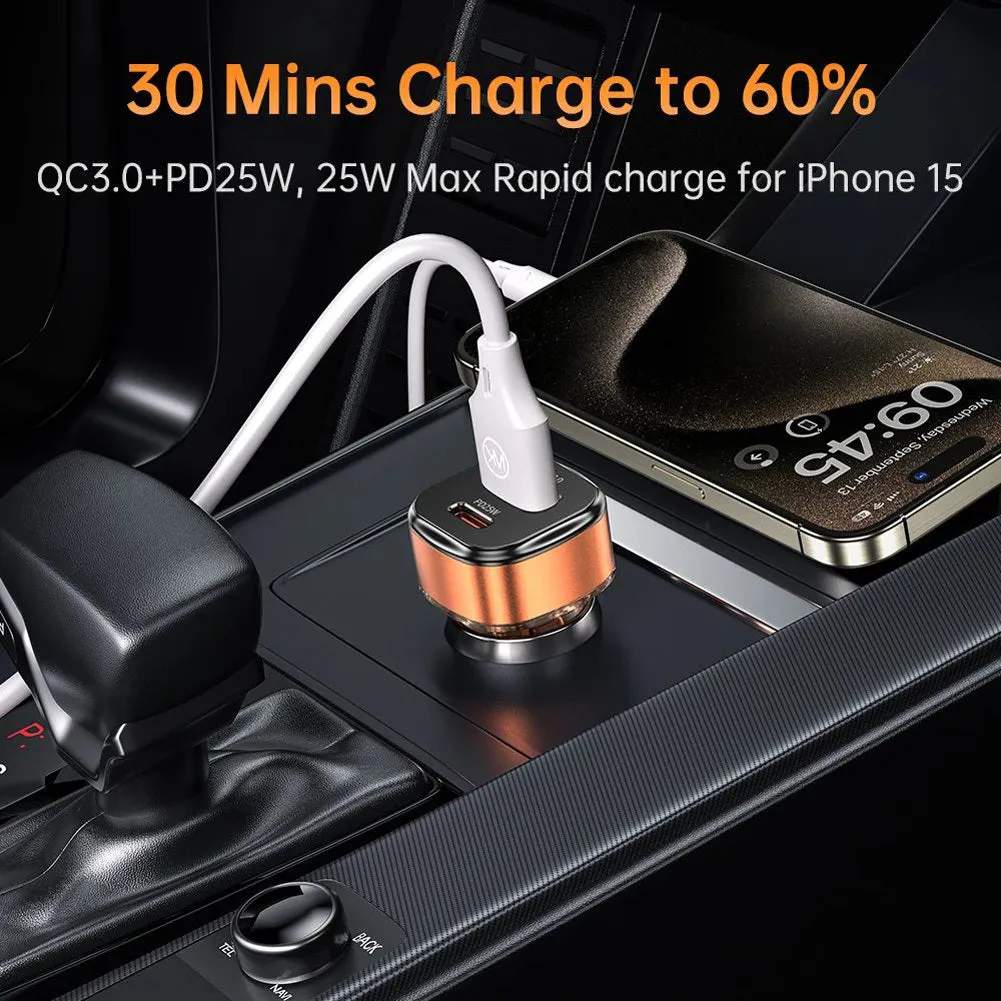 C45 Car Charger Adapter Fast Charging 43W USB A USB C Port Car