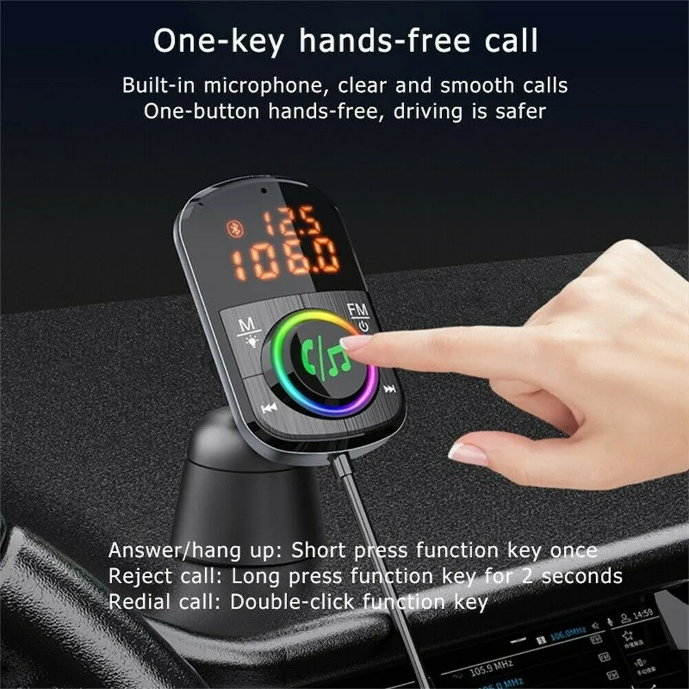 Car FM Transmitter Kit Dual Display Pd3.0/qc3.0 Fast Charger