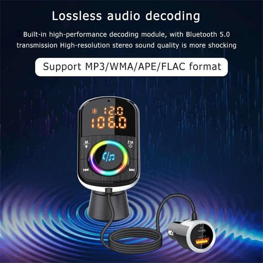 Car FM Transmitter Kit Dual Display Pd3.0/qc3.0 Fast Charger