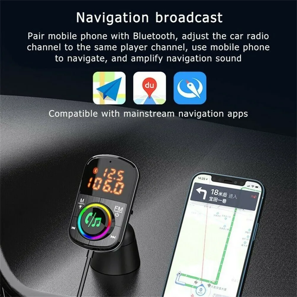 Car FM Transmitter Kit Dual Display Pd3.0/qc3.0 Fast Charger