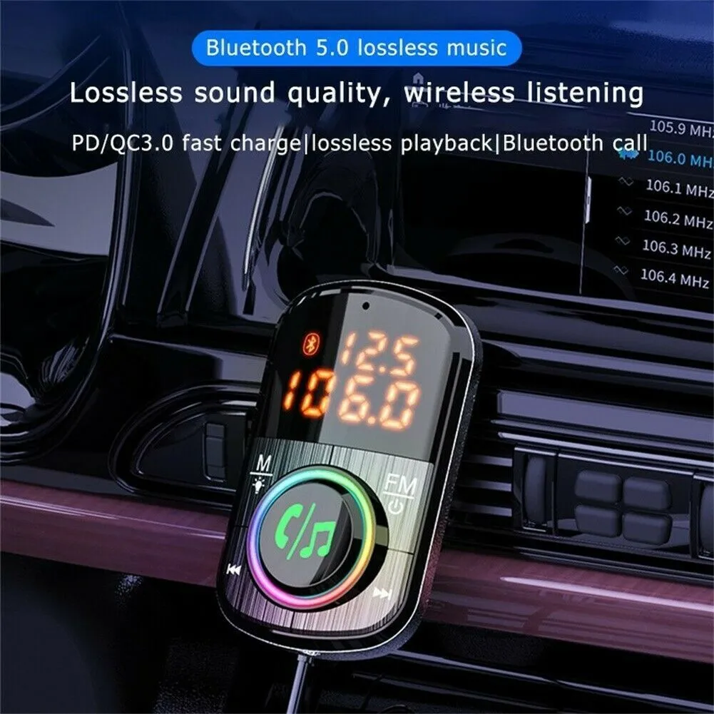 Car FM Transmitter Kit Dual Display Pd3.0/qc3.0 Fast Charger