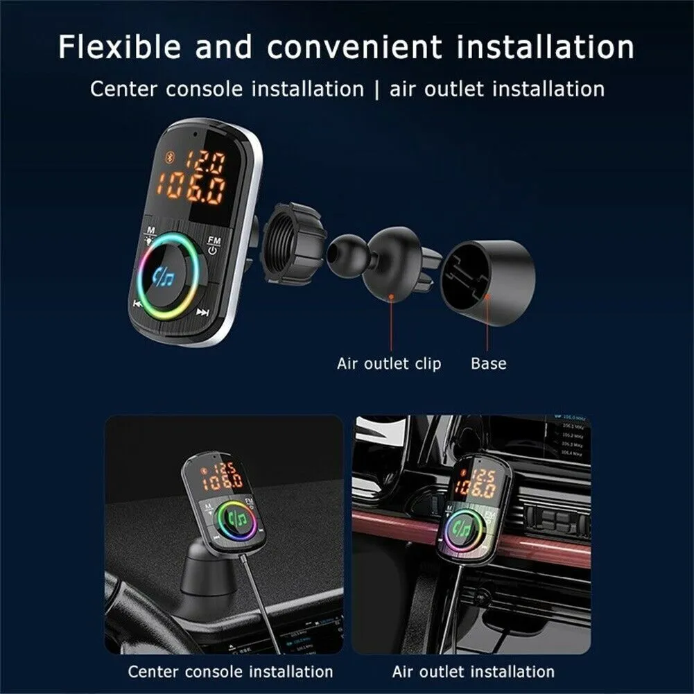 Car FM Transmitter Kit Dual Display Pd3.0/qc3.0 Fast Charger