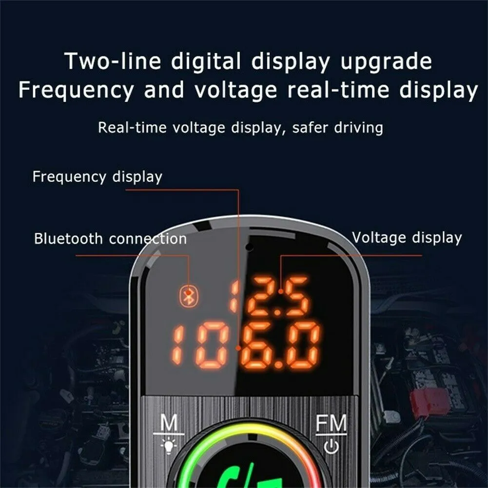 Car FM Transmitter Kit Dual Display Pd3.0/qc3.0 Fast Charger
